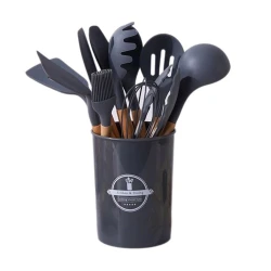 Mətbəx ləvazimatları dəsti, 11 parça, yapışmayan örtük üçün uyğundur, altlıq ilə, boz