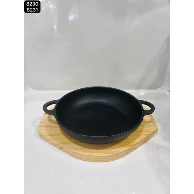 Сковорода 307, с деревянной подставкой, 19 см, чугун