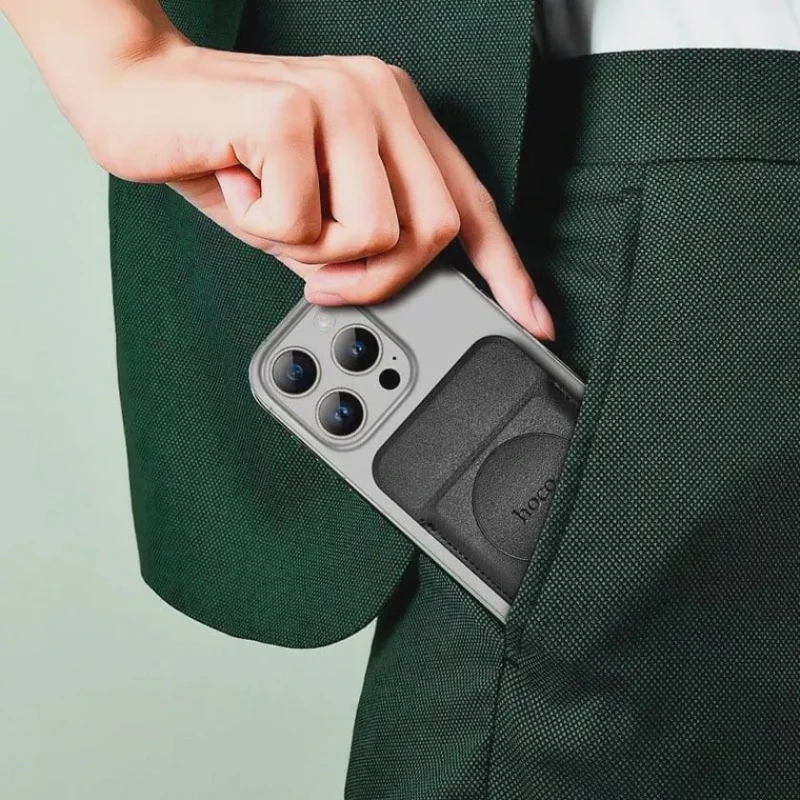 Telefon üçün maqnitli halqa-cib Hoco Joy 7.5x65x98 mm, Monolit, Poliuretan