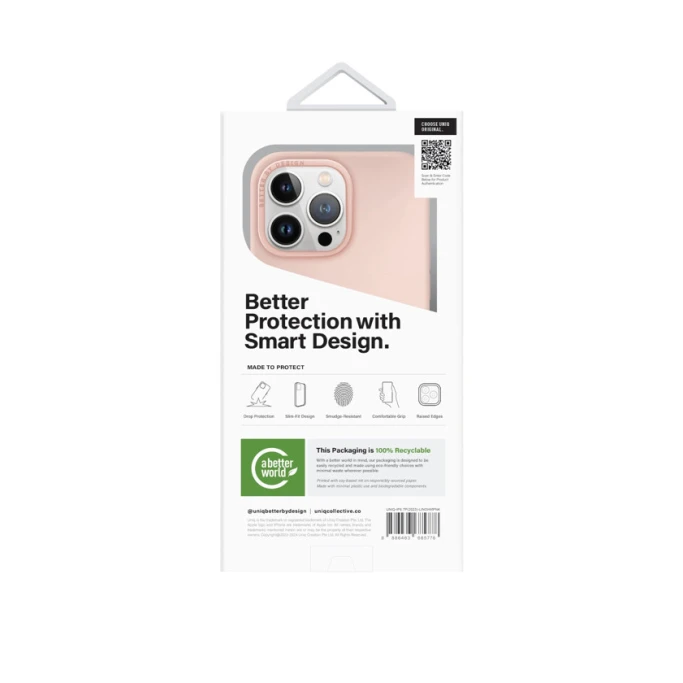 Çexol Uniq Lino Hue MagSafe Apple iPhone 15 Pro Max üçün Pink - 8886463685778