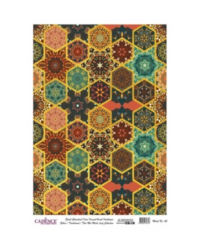 Dekupaj üçün düyü kağızı Cadence Metal Leaf Rice Paper Background Gold 023