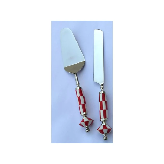 Набор для десерта Porland Mackie, белый/красный, 2 предмета Набор для десерта Porland Mackie, белый/красный, 2 предмета