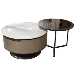 Набор журнальных столов Nurayza Concept A21, МДФ/мрамор/стекло, белый/серый