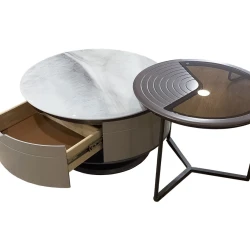 Набор журнальных столов Nurayza Concept A21, МДФ/мрамор/стекло, белый/серый