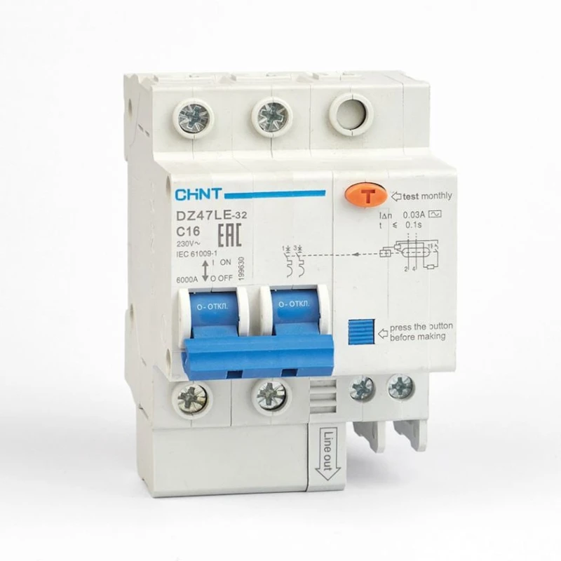 Дифференциальный автомат Chint DZ47LE-32 2P 16А 30мА тип АC х-ка С 6кА