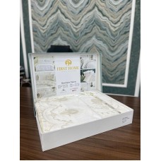 Yataq dəsti FIRST HOME Orkide, İnci, Menekşe, Manolya, Pandora, Fleur Satin, güpürlü, mələfə 250x250 sm, yorğan üzü 200x220 sm, yastıq üzü 50x70 sm 2 əd, ikinəfərlik, 100% pambıq, satin - TP-TK-224