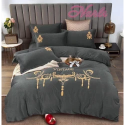 Комплект постельного белья Narlı 000428, пододеяльник 200x230 см, простыня 245x250 см, наволочка 50х70 см, евро, велюр, серый