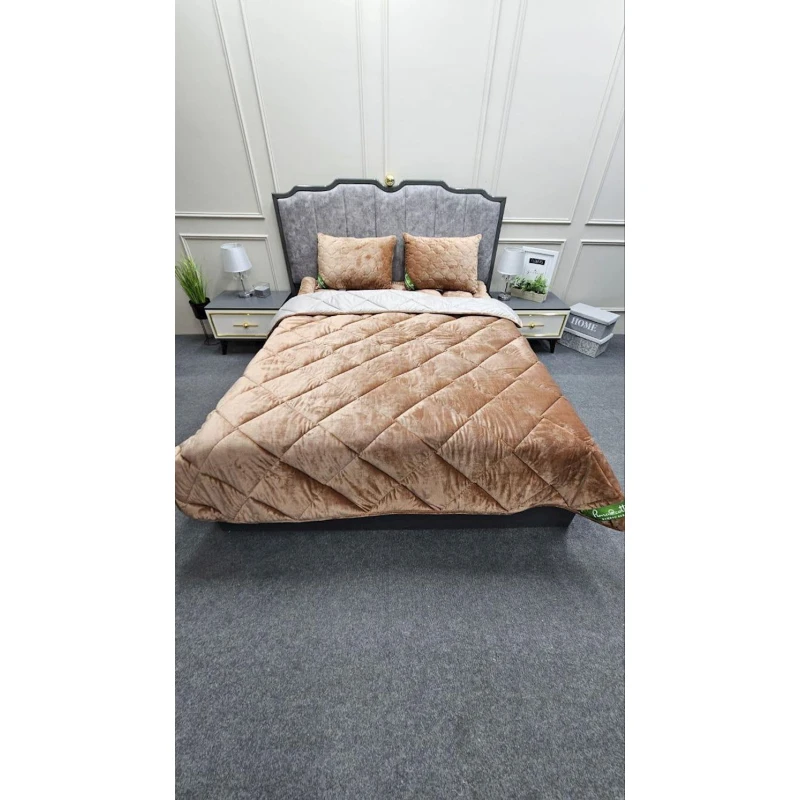 Одеяло Sahara, 195х215 см, двуспальное, всесезонное, велюр, золотистое