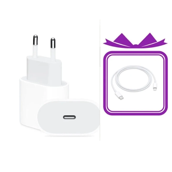 Адаптер питания 20 Вт USB-C, белый кабель USB-C — Lightning, 1 м Адаптер питания 20 Вт USB-C, белый кабель USB-C — Lightning, 1 м