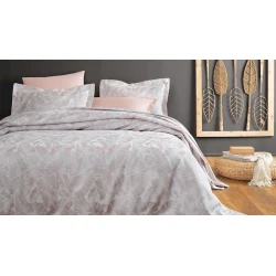 Набор покрывал с наволочками Yataş Leaf, покрывало 230x240 см, наволочки 50x70 см 2 шт, двуспальный, полиэстер, светло-фиолетовый