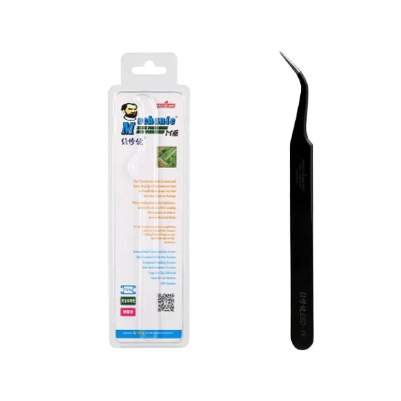 Пинцет Mechanic SMDESD15, уровня M, для работы с платами смартфонов, сталь