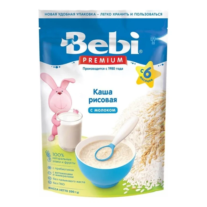 Каша молочная Bebi Premium Рисовая, с 6 месяцев, 200 г