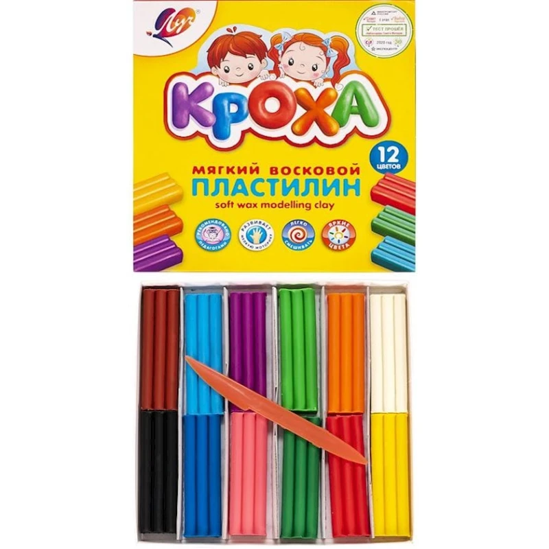 Пластилин Луч Кроха, 12 цветов