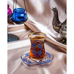 Набор чайный Buta Glass EA00047, 12 предметов на 6 персон, стекло, синий/прозрачный