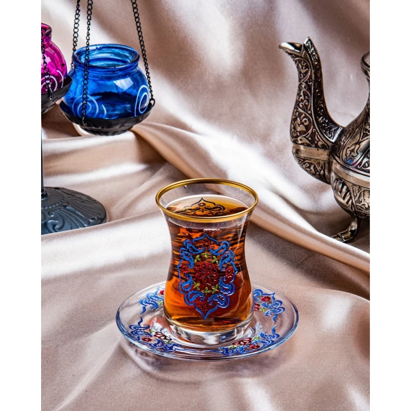 Набор чайный Buta Glass EA00047, 12 предметов на 6 персон, стекло, синий/прозрачный Набор чайный Buta Glass EA00047, 12 предметов на 6 персон, стекло, синий/прозрачный