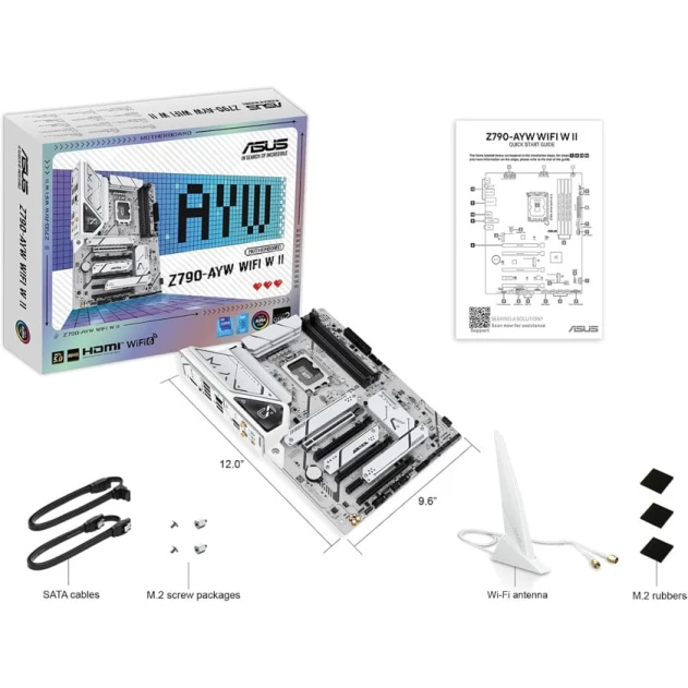 Материнская плата ASUS Z790-AYW WIFI W II Intel Z790 LGA 1700 ATX с интерфейсом PCIe 5.0, thr Материнская плата ASUS Z790-AYW WIFI W II Intel Z790 LGA 1700 ATX с интерфейсом PCIe 5.0, thr