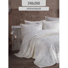 Örtük və yastıq üzü dəsti Gardines, örtük 240x260 sm, yastıq üzü 50x70 sm 2 ədəd, ikinəfərlik, poliester, krem - RB_210967_009
