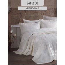Örtük və yastıq üzü dəsti Gardines, örtük 240x260 sm, yastıq üzü 50x70 sm 2 ədəd, ikinəfərlik, poliester, krem - RB_210967_009
