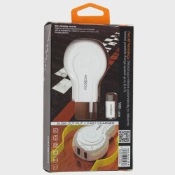 Şəbəkə enerji toplama cihazı Moxom MX-HC01 microUSB 2USB 2.4A, Ağ