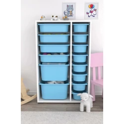 Шкаф для игрушек Pratico I39040, белый/голубой, 30x69.5x109 см