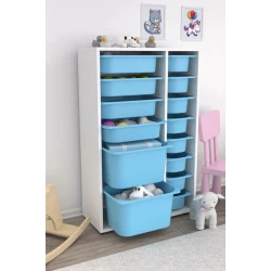 Шкаф для игрушек Pratico I39040, белый/голубой, 30x69.5x109 см