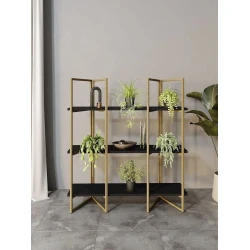 Stellaj 3563_LoftSizBlGold, 90x30x100 sm, LDSP, qara Stellaj 3563_LoftSizBlGold, 90x30x100 sm, LDSP, qara