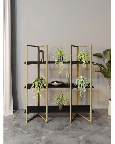 Stellaj 3563_LoftSizBlGold, 90x30x100 sm, LDSP, qara
