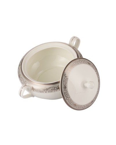 Şorba qabı Gipfel Argento 40993, 3200 ml. Rəng: ağ gümüşü kant ilə. Material: Çini.