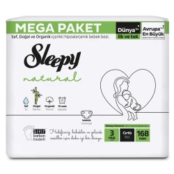 Детские подгузники Sleepy Natural 3 Midi, 4-9 кг, 168 шт