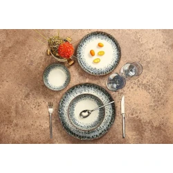 Сервиз обеденный Porland Re-gen Ontario 04RGA000021, 24 предмета, на 6 персон, фарфор, белый/синий