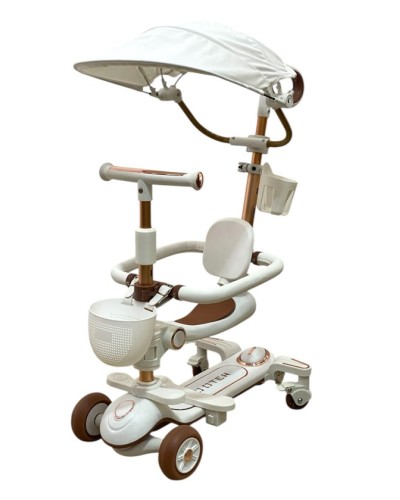 Uşaqlar üçün samokat M6710, oturacaqlı, ağ