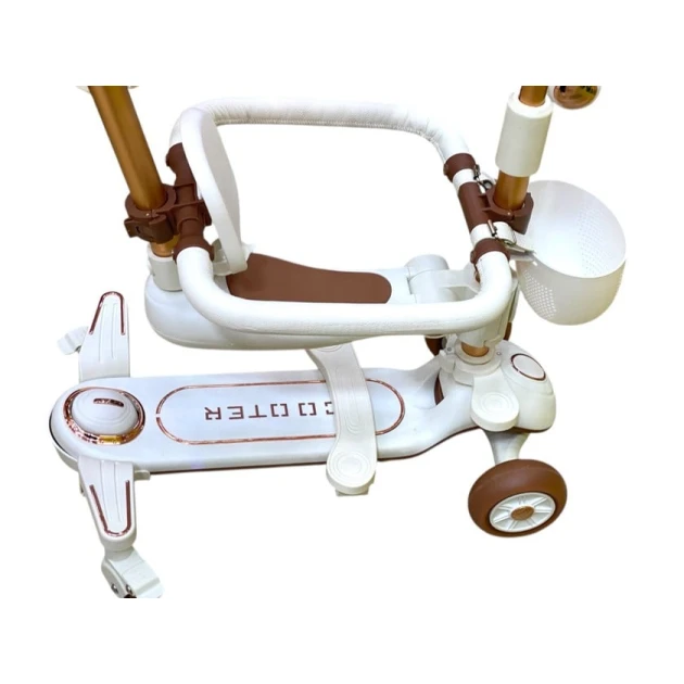 Uşaqlar üçün samokat M6710, oturacaqlı, ağ