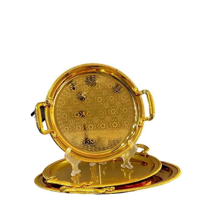 Sini dəsti PD37 dəirə, qızılı, 3 əd