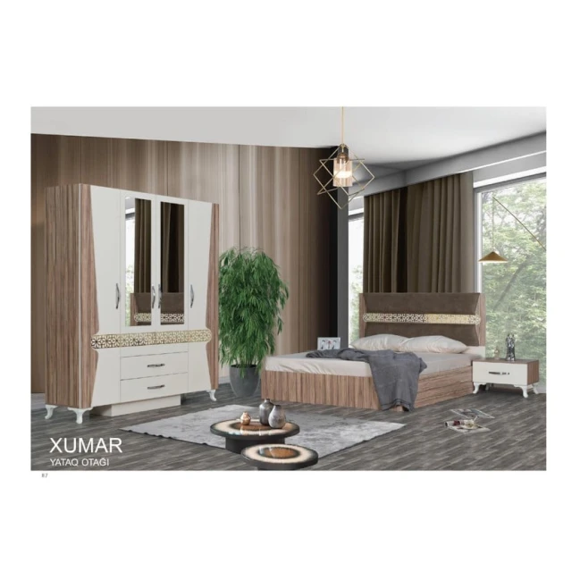 Спальный гарнитур Xumar 4, коричневый-кремовый, Ламинат Спальный гарнитур Xumar 4, коричневый-кремовый, Ламинат