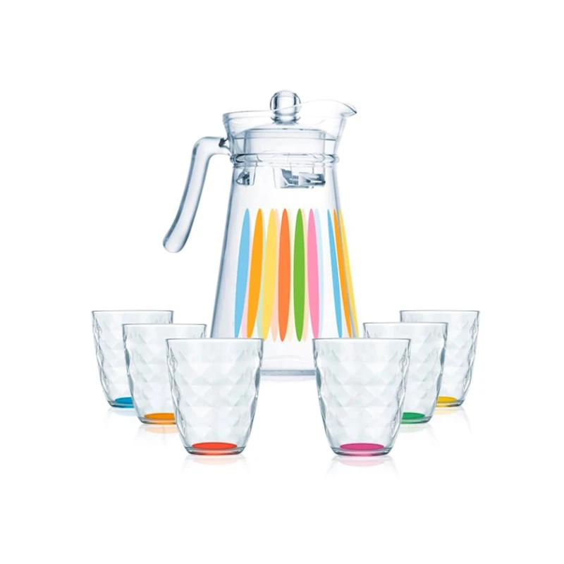 Набор Luminarc Neo Diamond Rainbow P1080, 7 предметов, кувшин 1.3 л, стакан 310 мл 6 шт, стекло Набор Luminarc Neo Diamond Rainbow P1080, 7 предметов, кувшин 1.3 л, стакан 310 мл 6 шт, стекло
