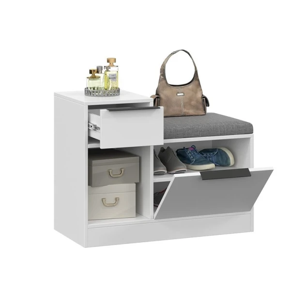 Тумба для обуви Art Mebel, ЛДСП, белая, 35х60х110 см