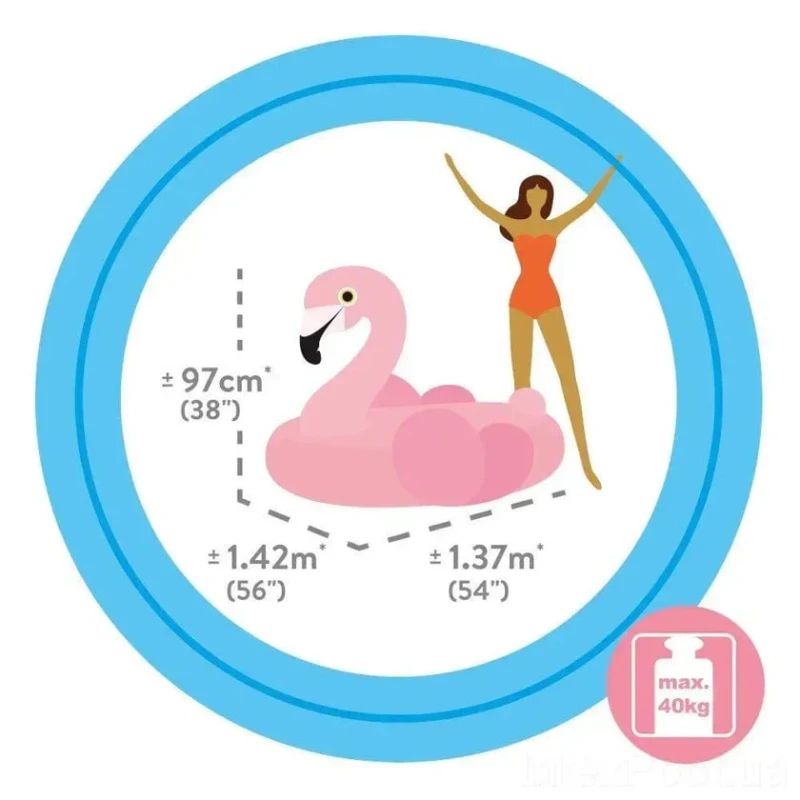 Надувной плотик Intex 57558 INT0228 Flamingo, 142x137x97 см, розовый Надувной плотик Intex 57558 INT0228 Flamingo, 142x137x97 см, розовый
