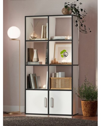 Stellaj 3563_Stellaj2doorKromka, 140х71х26 sm, LDSP, ağ/qara