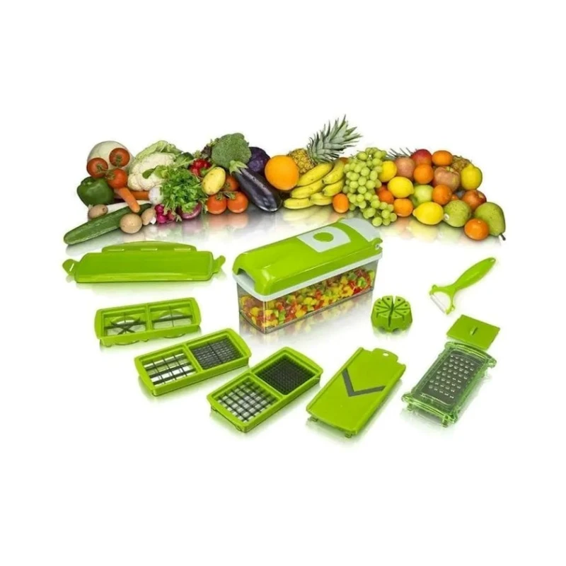 Овощерезка-измельчитель Genius Nicer Dicer Plus 14 в 1, пластик, зеленый Овощерезка-измельчитель Genius Nicer Dicer Plus 14 в 1, пластик, зеленый