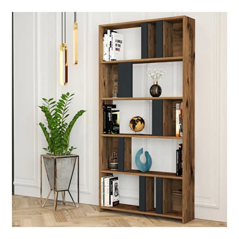 Стеллаж ev_12116155, ламинат, коричневый, 90x20x180 см