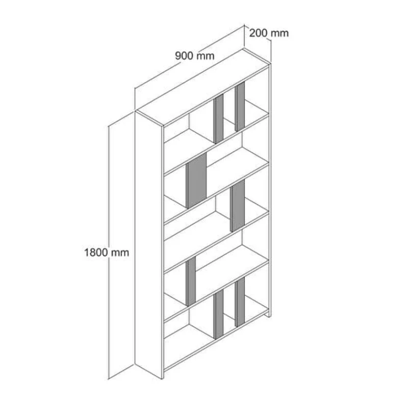 Стеллаж ev_12116155, ламинат, коричневый, 90x20x180 см
