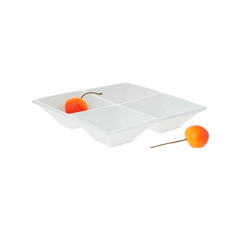 Менажница Wilmax WL-992017, квадрат, 15x15x3 см, фарфор, 4 секции, белый