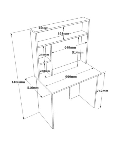 Kompüter masası Ev Plus 12116068, LDSP, 90x51x148 sm