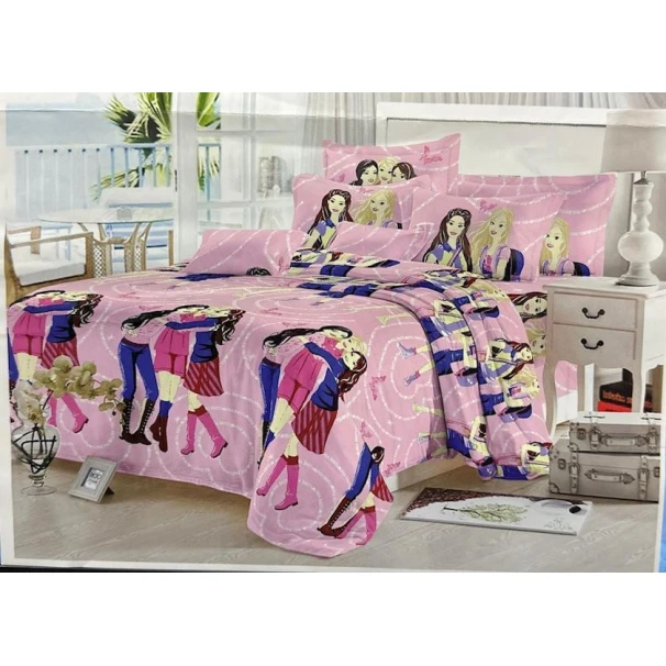 Комплект белья для девочек Sahara SHA-0000468, пододеяльник 160x240 см, простыня 160x220 см, 1 шт наволочки 50x70 см, односпальный, сатин, разноцветный Комплект белья для девочек Sahara SHA-0000468, пододеяльник 160x240 см, простыня 160x220 см, 1 шт наволочки 50x70 см, односпальный, сатин, разноцветный