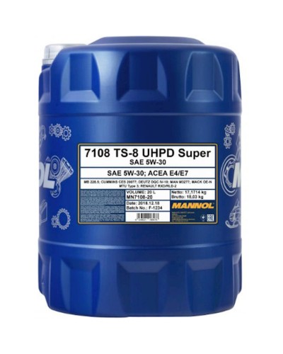 Sintetik motor yağı Mannol TS-8 UHPD Super 5W-30, 20 L