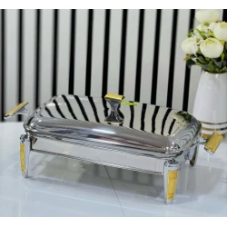 Кастрюля с подставкой для свечи Rechaud MK017, сталь, 1.8 л, серебристый/золотистый