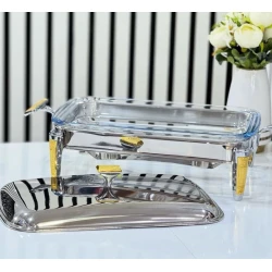 Кастрюля с подставкой для свечи Rechaud MK017, сталь, 1.8 л, серебристый/золотистый