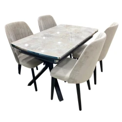 Комплект обеденный стол и стулья SR-5, черный/белый