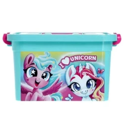 Oyuncaqlar üçün qutu Полимербыт Волшебные Пони, mavi, plastik, l, 28х19.5х17 sm
