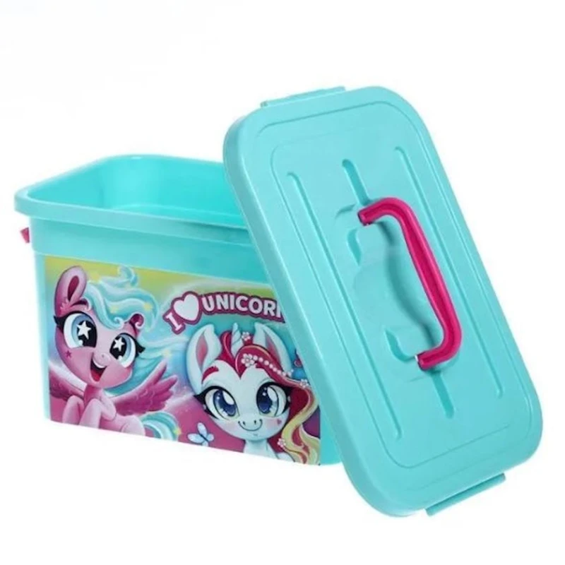 Oyuncaqlar üçün qutu Полимербыт Волшебные Пони, mavi, plastik, l, 28х19.5х17 sm Oyuncaqlar üçün qutu Полимербыт Волшебные Пони, mavi, plastik, l, 28х19.5х17 sm
